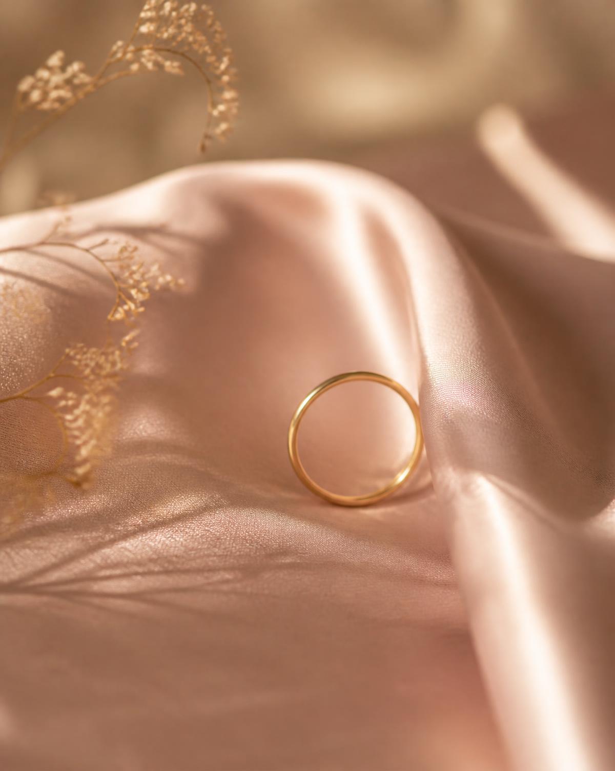 Blush silk with a champagne gold ring, the Main Character mood board